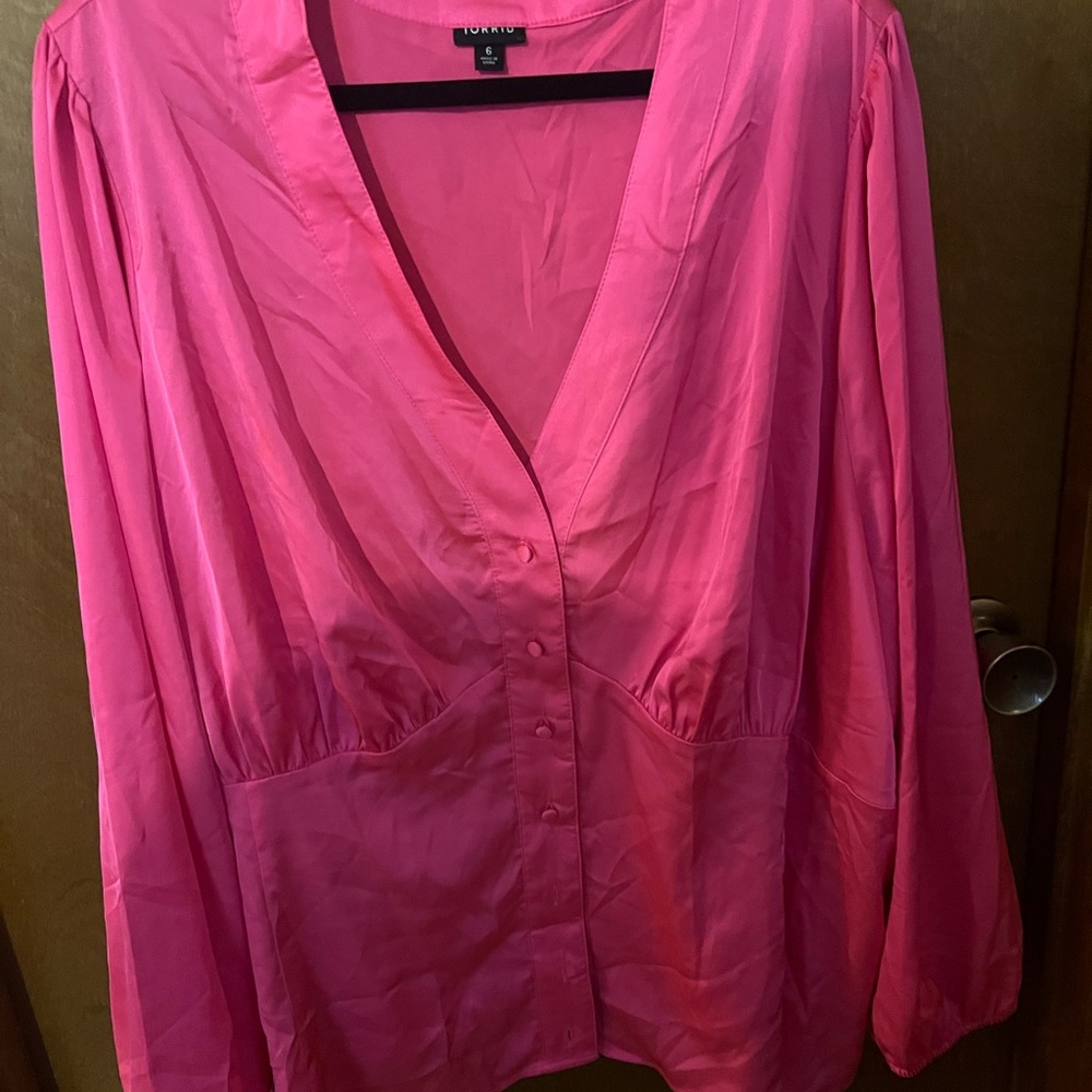 torrid Bright Pink Button-Front Blouse